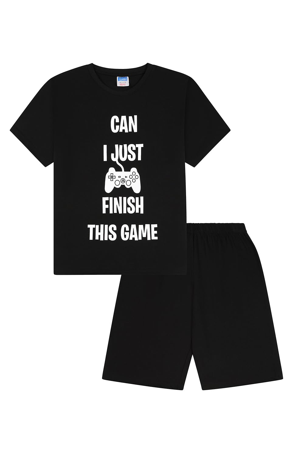 ThePyjamaFactory Can I Just Finish This Game Short Black Grey 2 Pack Boys Pigiama Set PJs For Kids