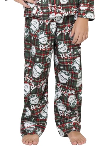 A Christmas Story Boys Ralphie Glasses Santa Christmas Holiday Flannel Plaid Button Pajama Set4