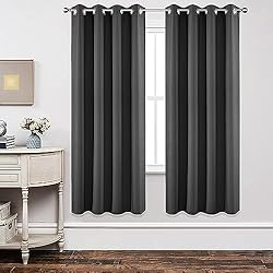 Cortinas Modernas Para Casas Pequeñas Joydeco Cortinas Opacas 2 Piezas 140 x 175 cm, Cortinas Dormitorio con Ojales Gris Oscuro Anti Luz Cortina Termica Aislantes Frio y Calor para Salon Curtains Blackout