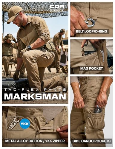 Image of CQR Men's Flex Ripstop Tactical Pants, Water Resistant Stretch Cargo Pants, Lightweight EDC Hiking Work Pants