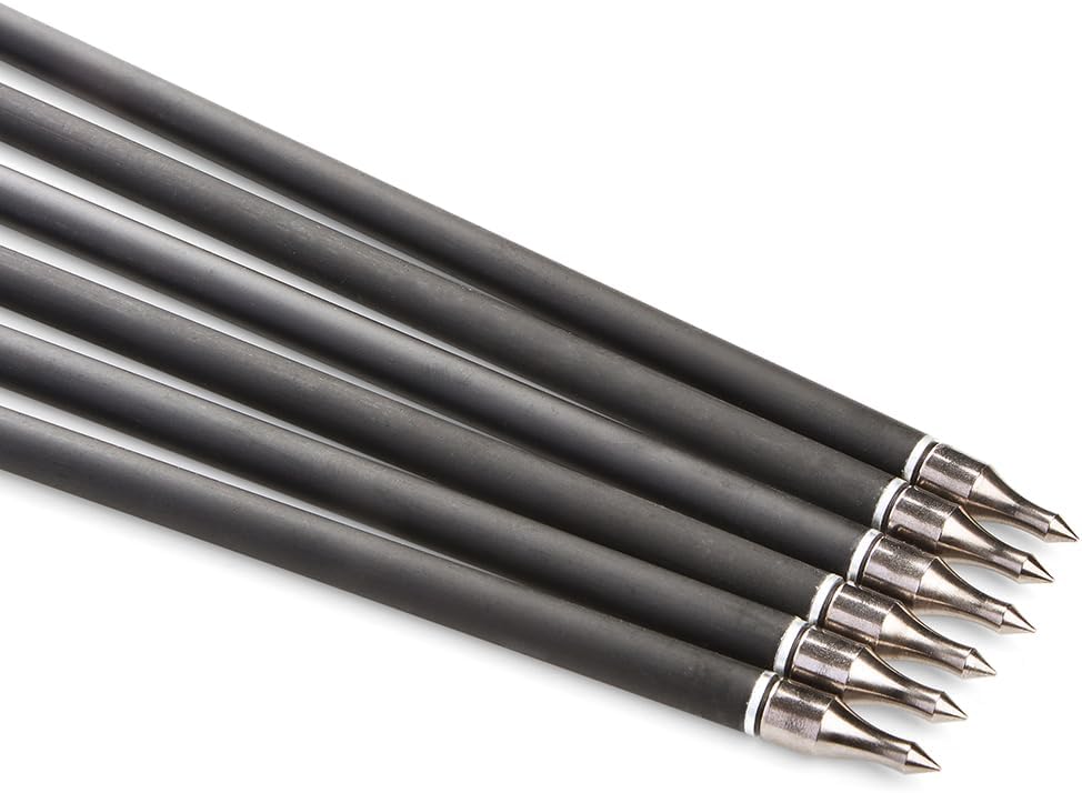 12PCS 30inch Carbon Hunting Arrows - 500 Spine 100 Grain Removable Tips for Compound/Recurve/Traditional Bow Archery Target Practice Shooting