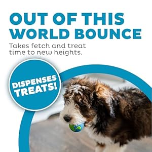 Outward Hound by Planet Dog Orbee-Tuff Planet Ball Blue/Green Treat-Dispensing Dog Toy, Medium