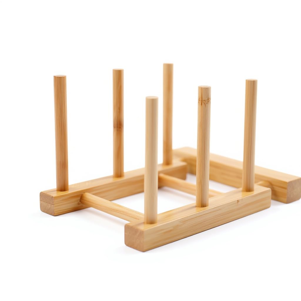 Plate Storage Rack | Multi-Functional 5-Layer Bamboo Plate Rack with 4.5cm Spacing Easy Indoor Kitchen Use Compact Space-Saving Quick Access for Dishes & Dinner Plate Drains