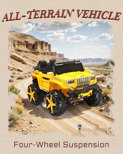 Image of Driving EV Cars for 1, 2, 3, 4, 5, 6 Years | Remote + Steering + Mobile App Control | Kids Jeeps (Thar Jumbo Size Jeep [1-8 Year Kids], Yellow)