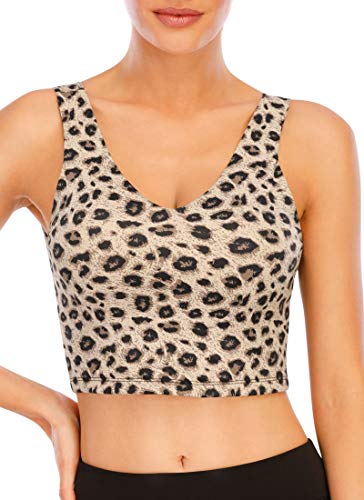 TASADA Trendy Workout Tops for Women - Leopard Longline Sports Bras Fitness Gym Yoga Crop Tank Top