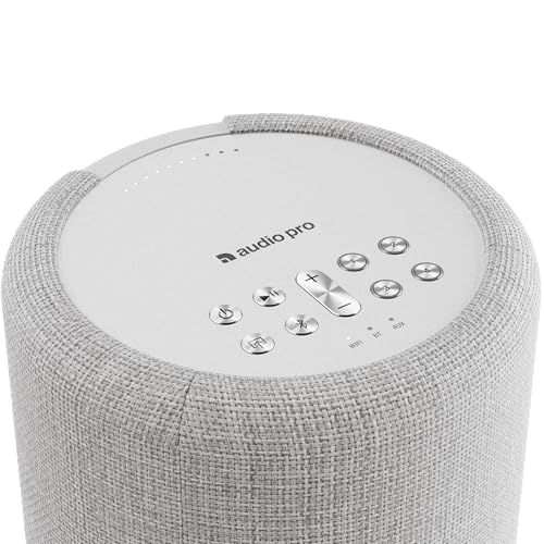 Image of Audio Pro A10 MkII W - Compact WiFi and Bluetooth Speaker, Multiroom, AirPlay 2, Google Cast, Spotify Connect - Light Grey