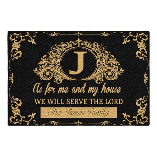 ZBIGTEE Personalized Bible Verse Doormat with Custom Name, As for Me and My House We Will Serve The Lord Doormat, Thoughtful Gift for Housewarmings, Weddings, Easter, Christmas