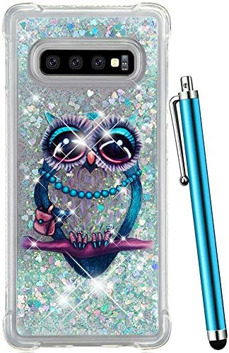 CAIYUNL Case for Samsung Galaxy S10 Plus Glitter Bling Liquid Sparkle Quicksand Flowing Luxury Design Women Girls Shockproof Protective Slim Clear Phone Cover for Galaxy S10+ Plus [Not S10] -Cute Owl