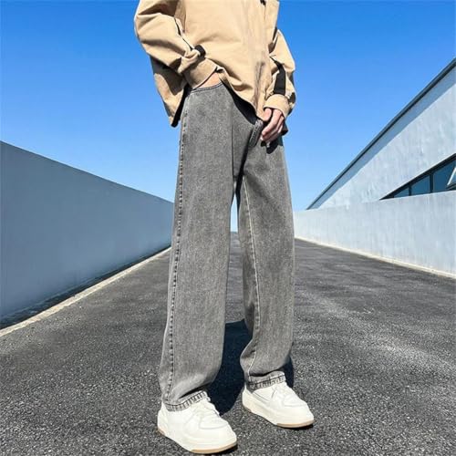 Men Vintage Straight Jeans with Pockets Wide Leg Denim Trousers Casual Loose Pants2