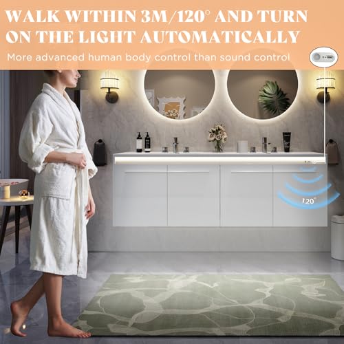 AMERLIFE 60" LED Floating Bathroom Double Vanity with Sink Combo, Modern High Gloss Wall Mounted Bathroom Storage Cabinet with 3 Hole Sink & & Metal Handles & Soft Closing Doors, White
