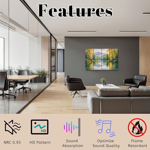 Paneles Acústicos Decorativos LAMOONHOME, 8 piezas, absorción de sonido, impresión artística con paisaje, 48"x32" miniatura 3