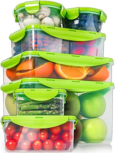 Lodge Food Storage Reusable Set Airtight, Watertight, Leak-Proof - Stackable - Dishwasher and Microwave Safe for Home Pantry and Kitchen