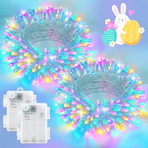 Pastel Easter Lights String Battery Operated Total 100LED 33ft for Easter Decorations for Home Outdoor Indoor Waterproof - Detailed View