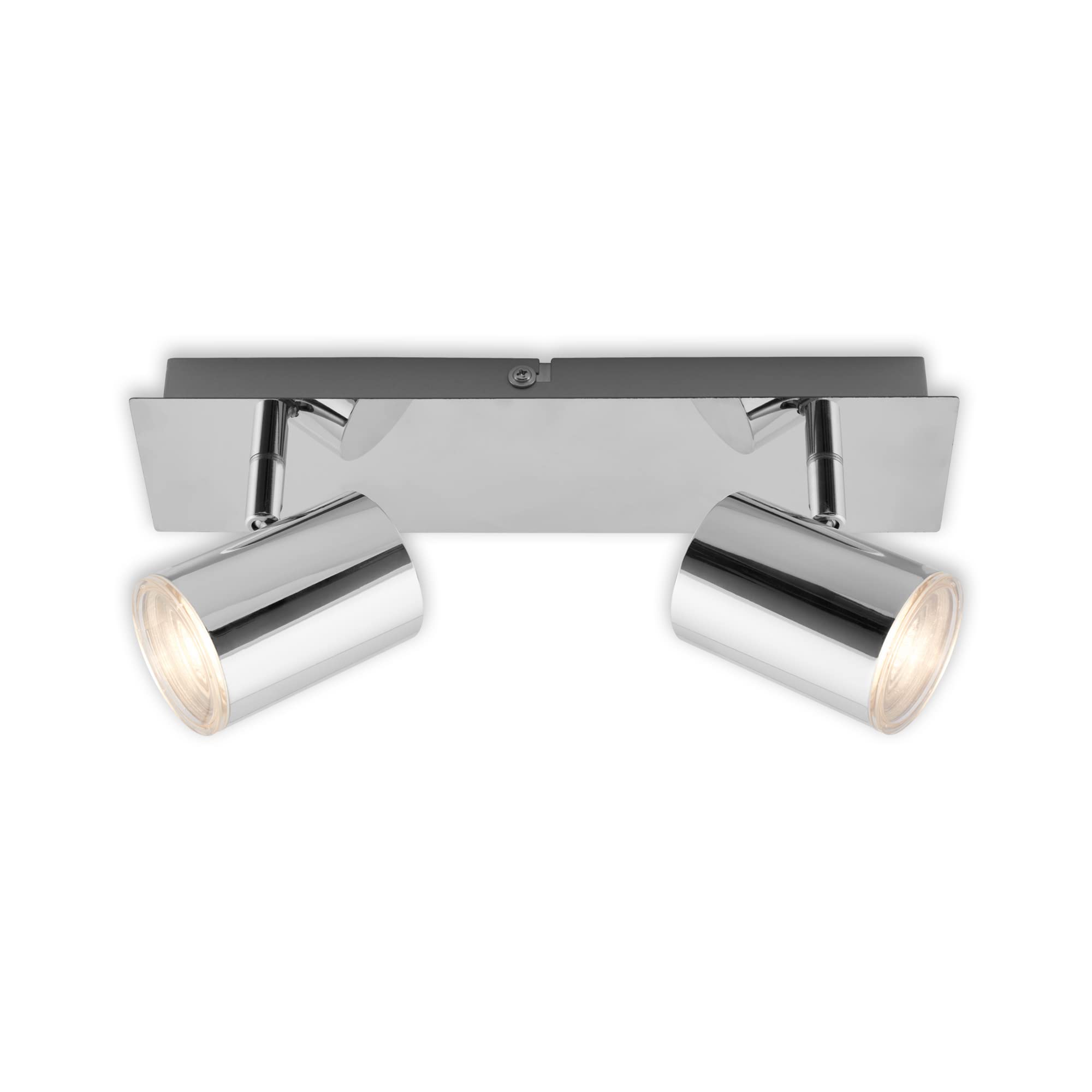 BRILONER Leuchten - Deckenspot, Badleuchte, Badlampe, Deckenleuchte, Strahler dreh- und schwenkbar, 2x LED/GU10, IP44, Chrom, 290x99x112mm (LxBxH), 2731-028, Silber