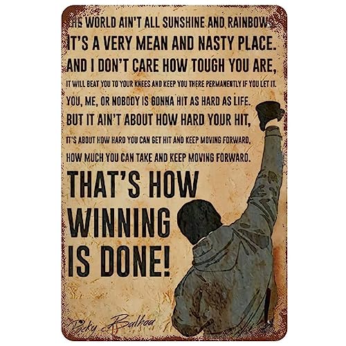 Rocky Balboa Movie Inspiring Quotes Tin Sign Retro Bar Cafe Metal Sign Vintage Home Wall Decor...