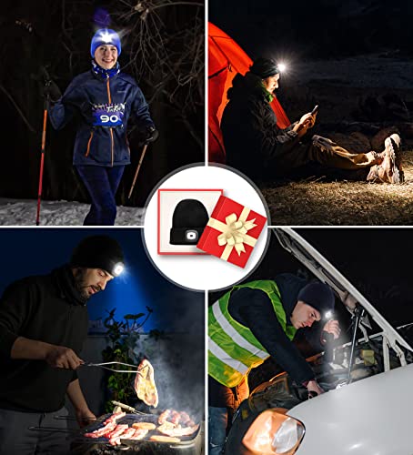Deilin Upgraded Unisex Led Lighted Beanie Hat, Rechargeable Adjustable Brightness Headlamp Winter Led Hat Light #TOP4