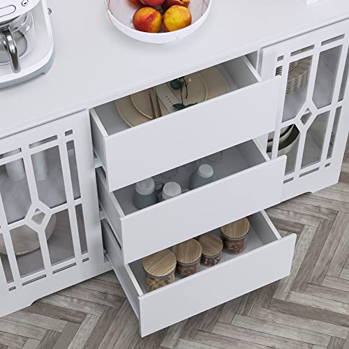 Facbotall Sideboard Buffet Cabinet With Storage, Modern Kitchen Storage Cabinet With 2 Glass Doors, 3 Drawers & Adjustable Shelves For Kitchen Dining Room #TOP5