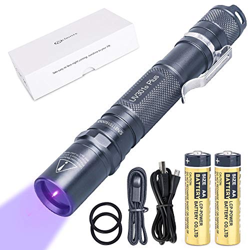 LIGHTFE UV301D plus UV Lampe 365NM Tragbar ultraviolett Taschenlampe LED Handlampe Leuchte Ultraviolett Licht UV-Strahlen Wasserdicht IPX-8 Haustiere Urin-Detektor Cover