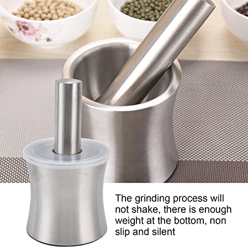 Stainless Steel Mortar And Pestle, Dual Structure Spices Grinder Pill Crusher With Lid For Salt Medicine Grinder Herb Bowl With Non Slip Base #TOP3