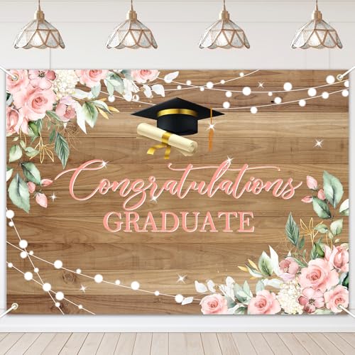 Avezano Banner Graduación Madera Rústica 7 x 5 ft miniatura 1