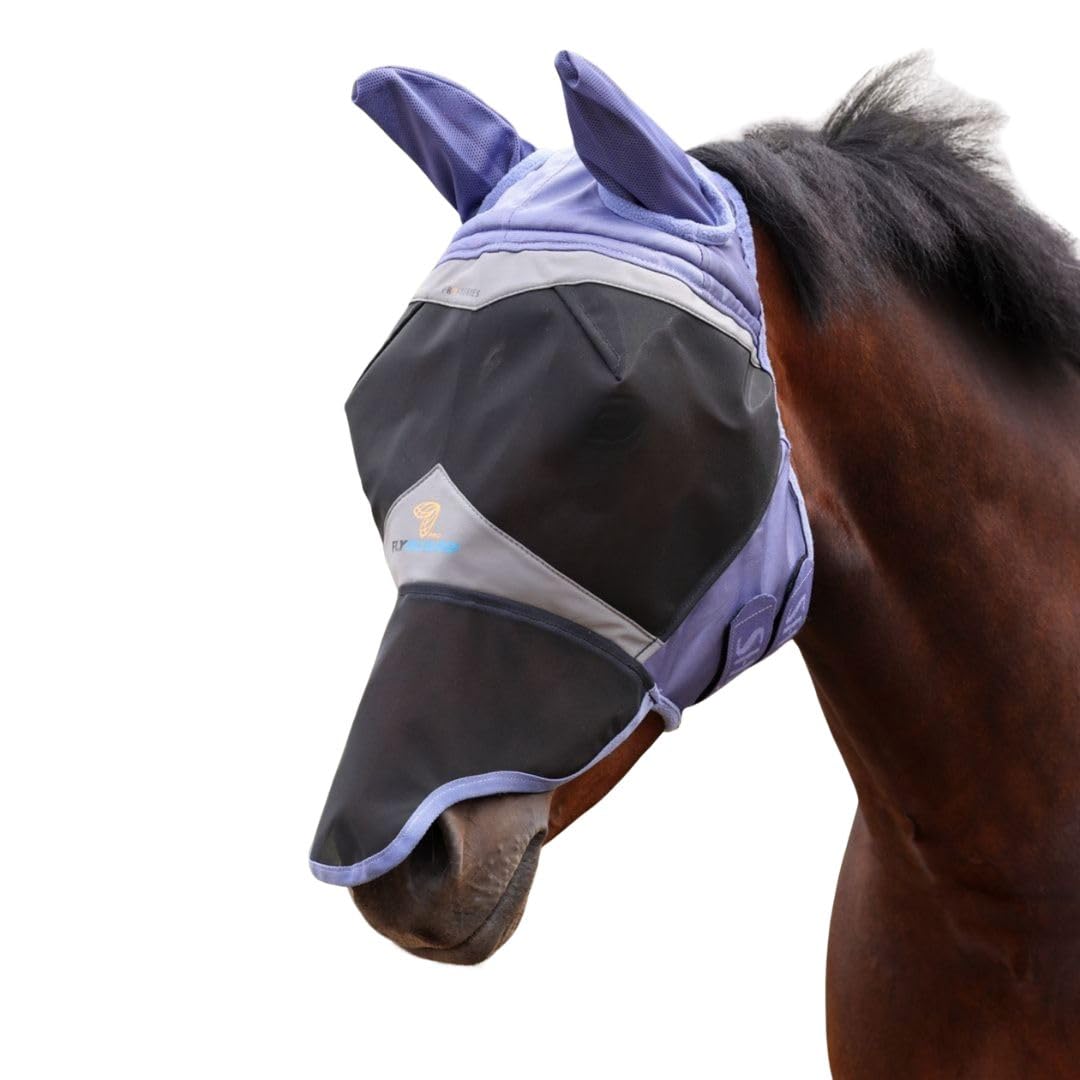 Shires Fine Mesh Fly Mask With Ears & Nose - Sky Blue
