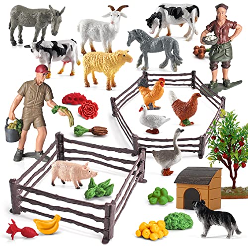 Farm Animals Figurines Toys Farm Action Figures Playset 36 PCS Farm
