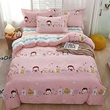 TKCQX Housse de Couette Rose Lapin de Dessin Animé Housse de Couette 90x190...