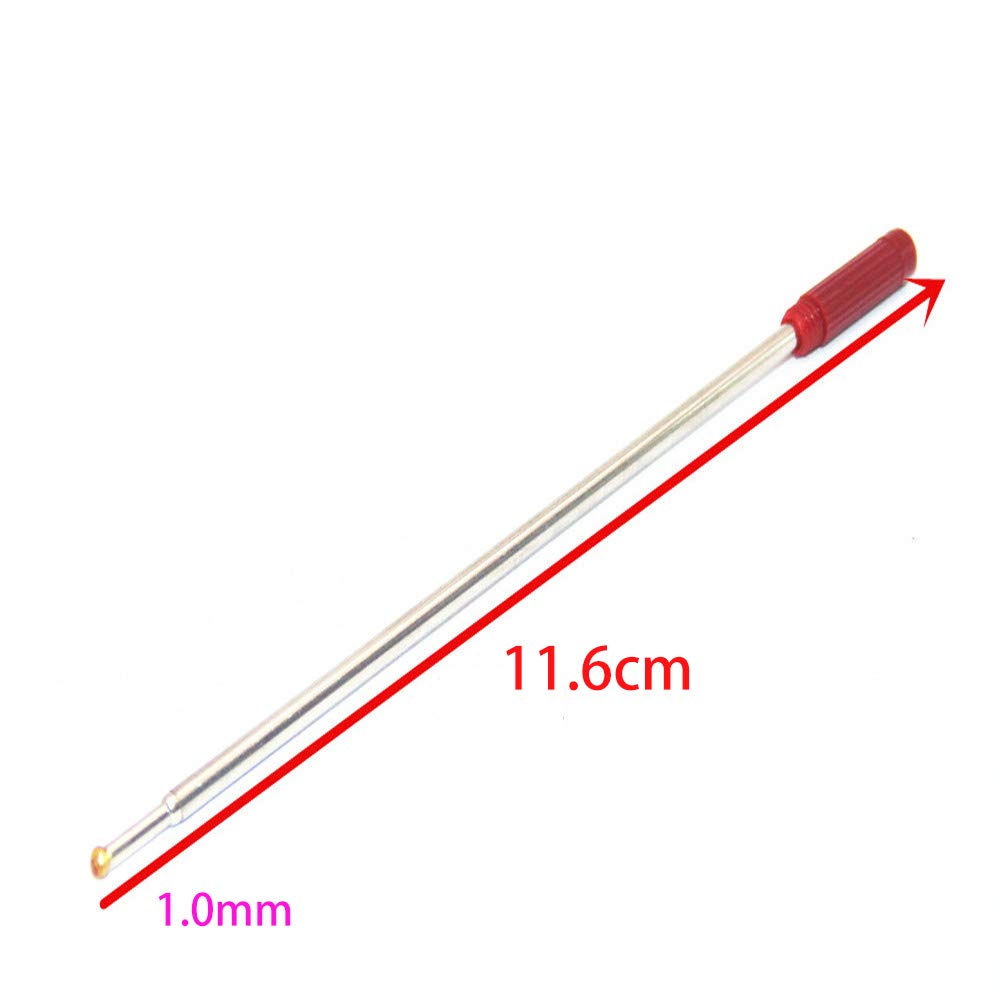 5 Ricariche Per Penna A Sfera In Metallo, 1.0 Mm Punta Media, Inchiostro Rosso A Asciugatura Rapida, Lunghezza 116 Mm - 2