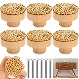 6 Stück MöBelknöPfe Holz: Sie erhalten 6 runde Boho-Dekoknöpfe und 6 Befestigungsschrauben. Die ergonomisch geformten Knäufe liegen gut in der Hand und lassen sich leicht ziehen. Sie können an Türen mit einer Dicke von bis zu 1