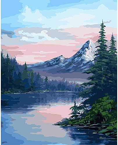 COLORWORK DIY Paint by Numbers for Adults and Kids, “Rocky Mountain Sunset” Acrylic Painting Kit by Artist Joan A Brown, 16" W x 20" L