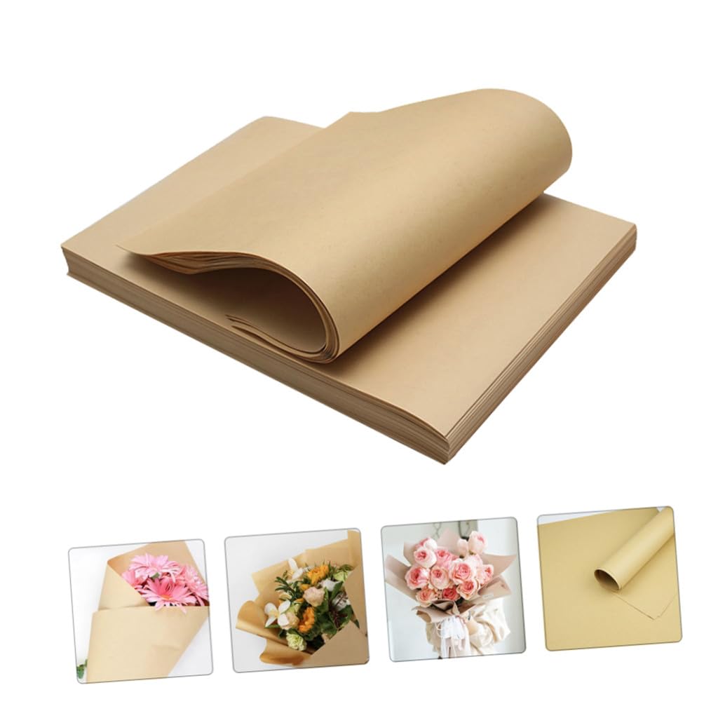 Healeved 40blätter Kraftpapier Geschenkpapier Blumenpapier Verpackung Diy Handwerk Partypapier Umweltschutz Blumenumverpackung Lebensmittelverpackung Einfach Praktisch