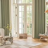 Wycian Cortina oscura cortina verde matcha y crema 2 unidades poliéster algodón jacquard patchwork alto 115 x ancho 96 cm para dormitorio