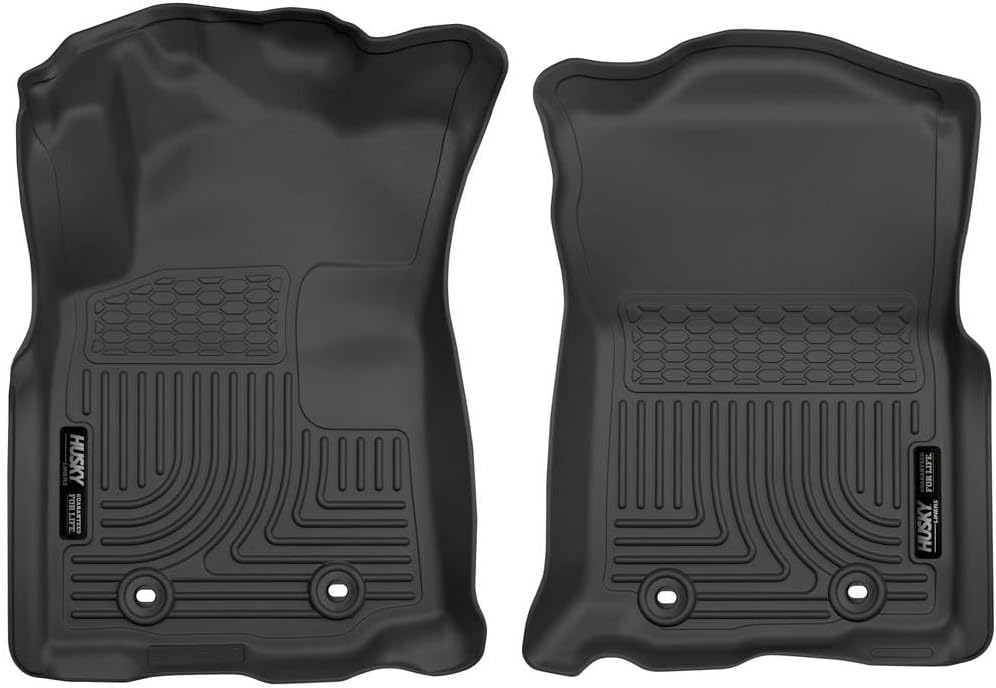 Husky Liners Weatherbeater Floor Mats | Fits 2018-2024 Toyota Tacoma, Double & Access CAB ONLY w/Auto Trans | Front Row, 2-pc Black - 13971