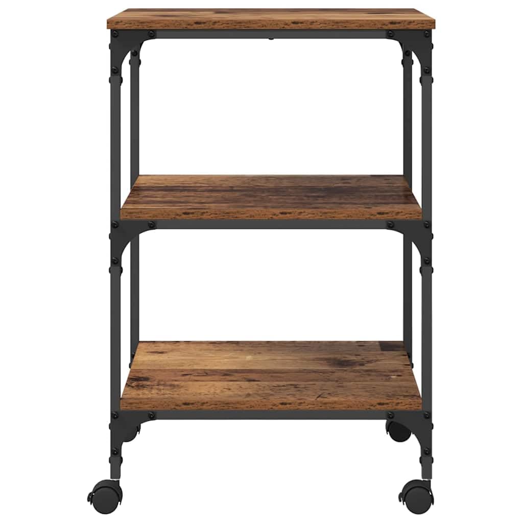 Druckerständer aus Altholz 50 x 41 x 75 cm Holzwerkstoff mit Rollen für effiziente Büroorganisation und modernes industrielles Design