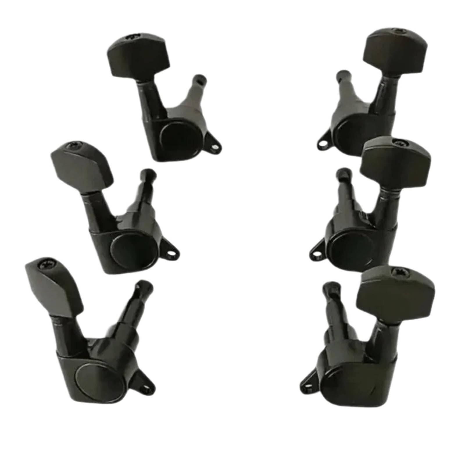 Stimmwirbel for Gitarrensaiten aus Metall, 3L3R-Konfiguration, Maschinenkopf-Knopf-Tuner, völlig geschlossene, verriegelbare Stimmwirbel, Akustik(Gold 3R3L)