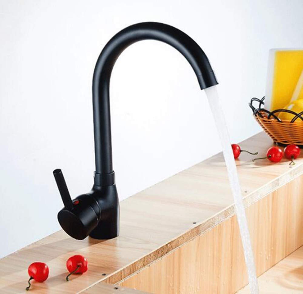 ZYCHSJXA 360 Ronating Kitchen Faucet Quartzite Color Sink Tap Stone Basin Kithchen Faucets 3 Colors Cold Hot Water Mixer,Black