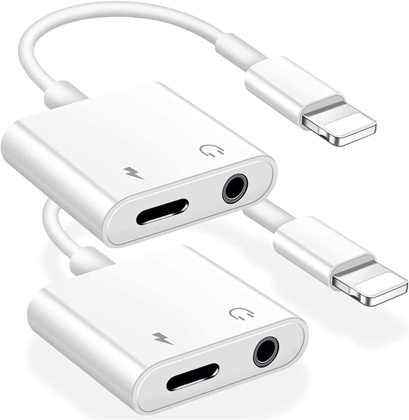 [Apple MFi Certified] 2 Pack Lightning to 3.5 mm Headphone Jack Adapter, 2 in 1