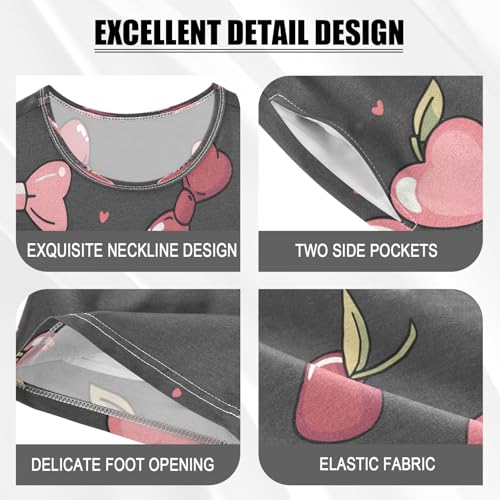 senya Short Sleeve Pajamas Sets Summer Cotton Sleepwear Cherry Heart Black Background4