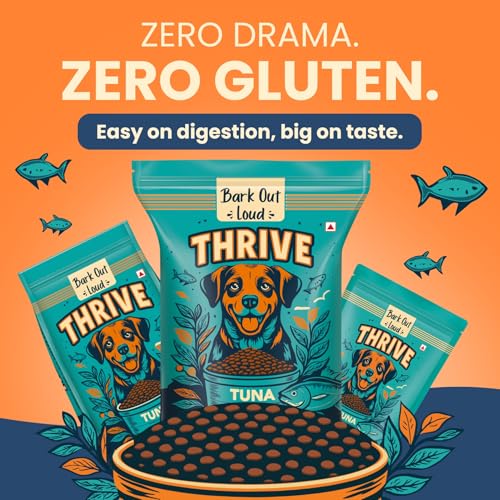 Image of Thrive- Bark Out Loud Real Tuna Fish Dry Dog Food | Antioxidants, Omega, Multivitamins | Yucca for Digestion (800 gm)