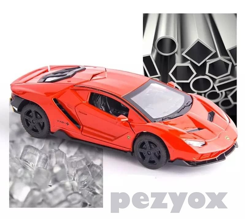 Image of Metal car Toy Lamborgheni LP770 Alloy Diecast Collectible Toy Vehicle with Light and Sound Pull Back Toy Car for Boys (Red)