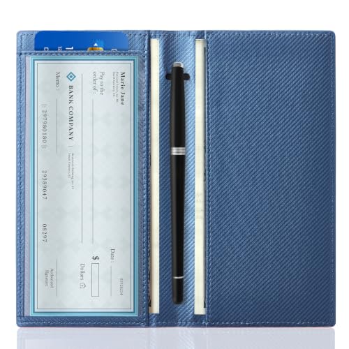 Image of CoBak Checkbook Cover for Women & Men - PU Leather Case with RFID Blocking | Classic Design Check Book Holder for Personal and Business
