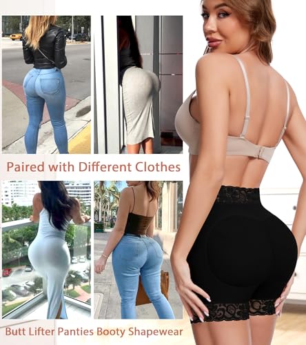 Image of Padded Underwear for Women Butt Pads Shapewear Shorts Booty Padding Lace Panties Butt Lifter Hip Enhancer