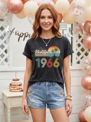 Image of 50th Birthday Gift for Women Vintage 1975 T Shirts Retro Graphic Birthday Shirt Casual Letter Print Short Sleeve Tee Tops