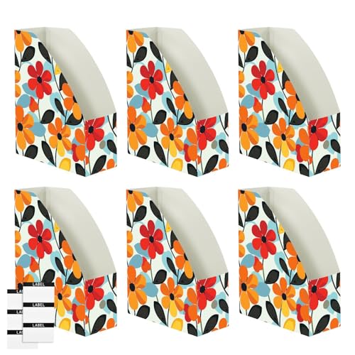Lot de 6 classeurs pliables fleurs rétro 22,9x30,5 cm pour courrier de bureau