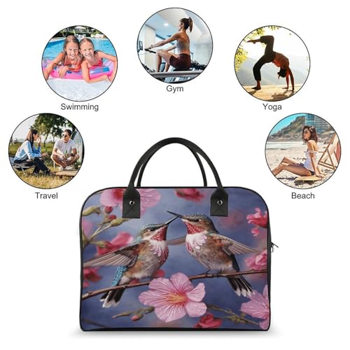 Bolso ligero de hombro para laptop unisex rosa con colibrí miniatura 4