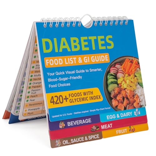 SMYV Diabetes Food List and Meal Planner with Fridge Magnet Laminated Diabetic Food Chart Cookbook with Glycemic Index Food Guide for Newly Diagnosed Type 1 Type 2 Diabetes