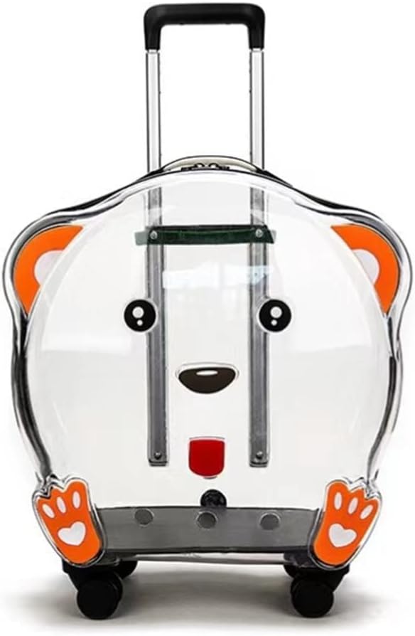 Pet Trolley Case Dog Cat Travel Transport Bag Transparent Wide View Travel Handbag Outing Portable (Clear)