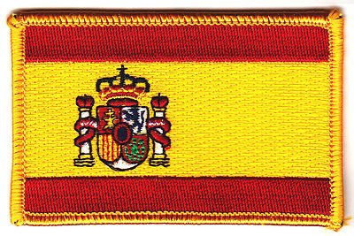 SPAIN FLAG, Spanish National Flag w/Gold Border/Iron On Patch Applique/Espana