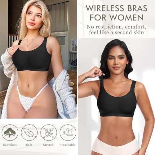 Image of Ganado Jelly Bras for Women No Underwire Wireless Seamless Push Up Bra Full Coverage Tshirt Bras Supportive Padded Bra