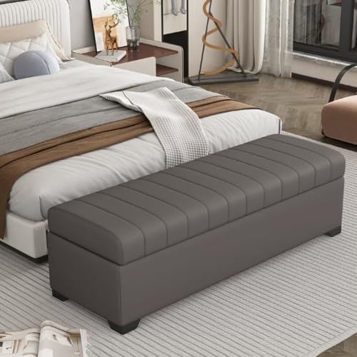 LUVEOLSIT Leather Storage Ottoman Bench with Hidden Compartment,